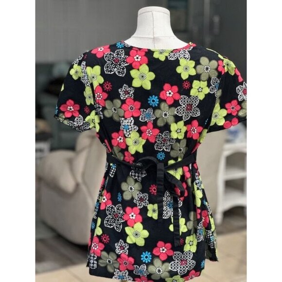 Womens Mixed Match Nurse Scrub Set. Size Small. Bold Floral Design. Shirt  Pants - Picture 2 of 7